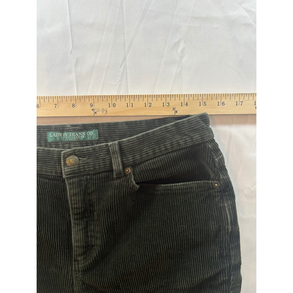 Lauren Ralph Lauren Green Corduroy Pants Womens 10P Petite Straight Leg Cotton - Picture 4 of 8